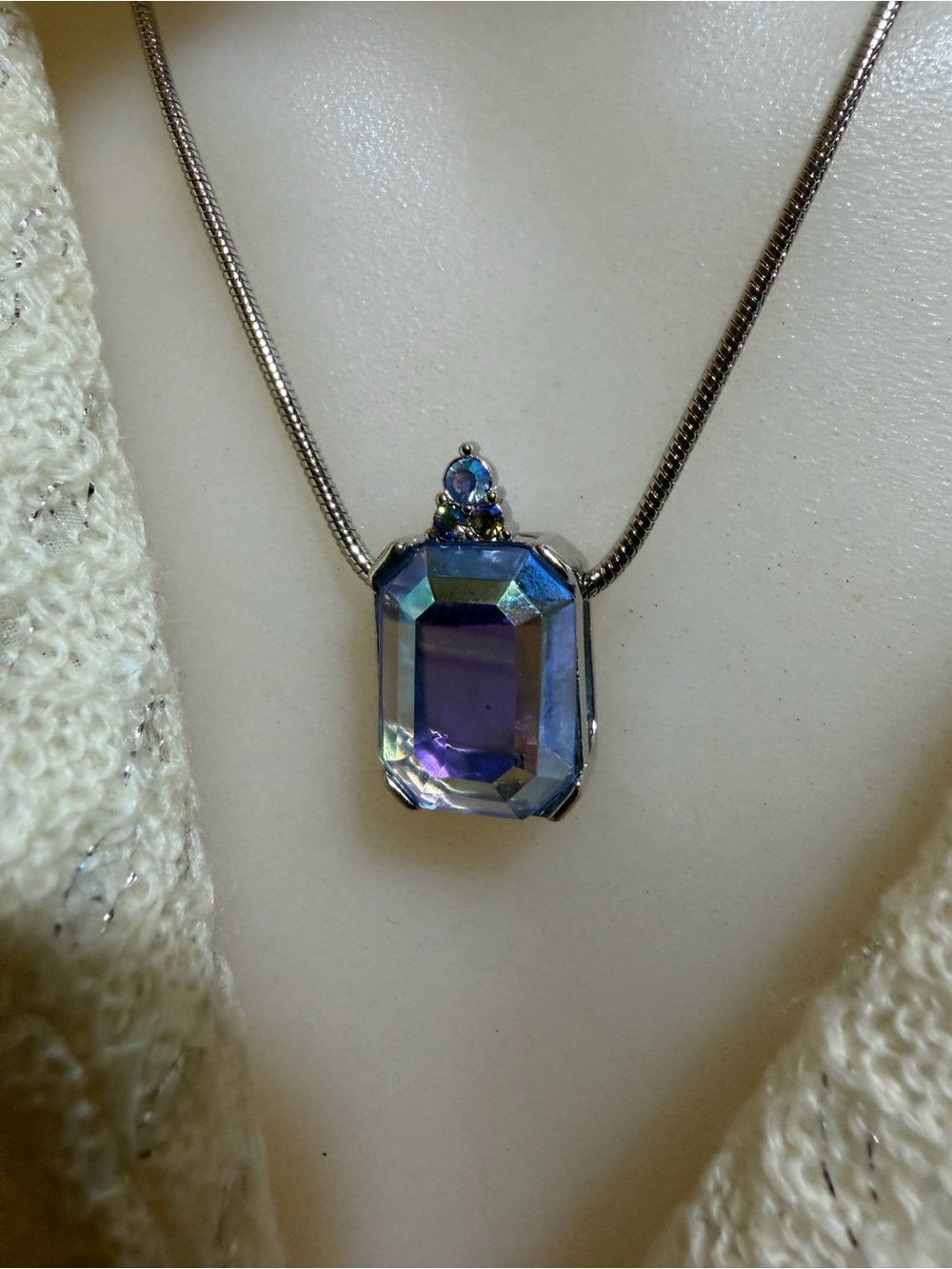 Vintage Monet Blue Crystal Pendant Necklace